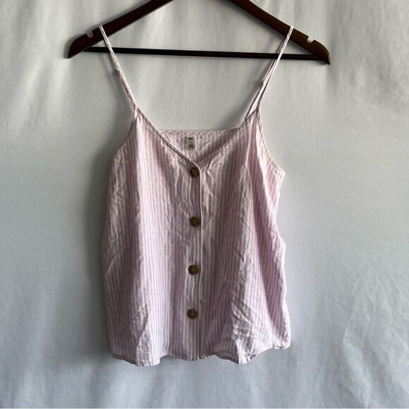 Women's Nordstrom BP Pink & White Striped Button Front Tank Top - Picture 2 of 8